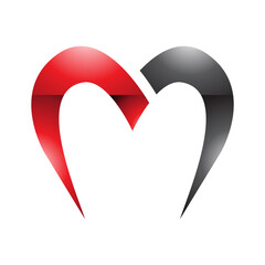 Red and Black Glossy Parachute Shaped Letter M Icon