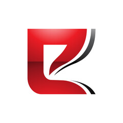 Red and Black Wavy Layered Glossy Letter E Icon