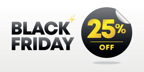 25% off. Black Friday advertising, shopping event, sales, commercial, e-commerce. Promotion, offers. Coupon, tag, ad. Price discount. Celebration, holiday. web banner