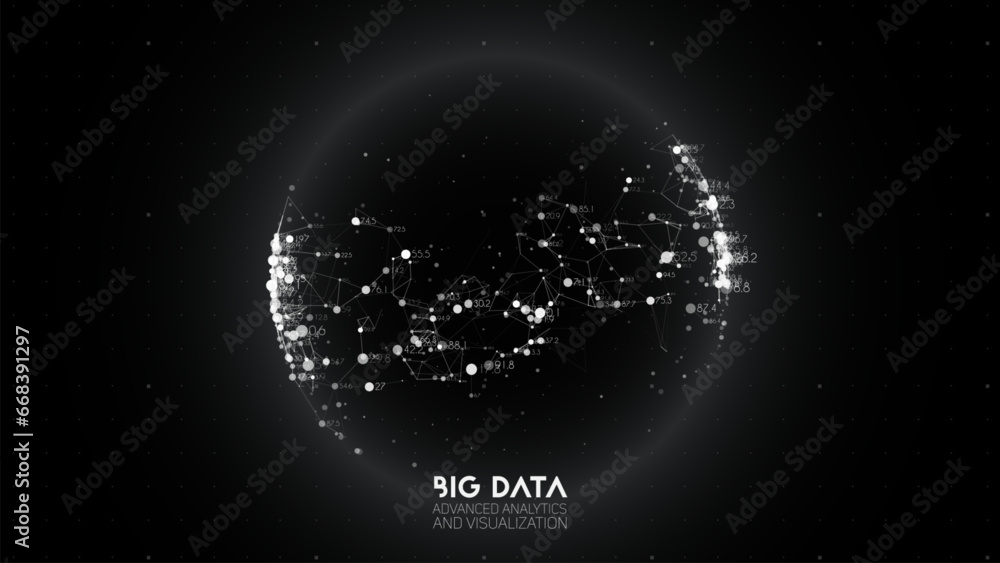 Fototapete Big data visualization. Futuristic infographic. Information aesthetic design. Visual data complexity. Complex data threads graphic visualization. Abstract data graph.