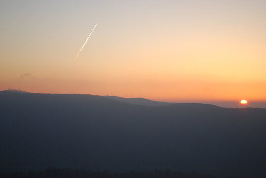 Bright Orange Spring Sunrise Over the Blue Ridge Mountains Shenandoah Valley Hiking View Soft Glow of Dawn New Beginnings Positivity and Optimism
