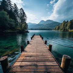 wooden pier on lake