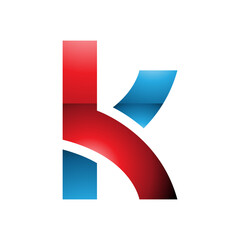 Red and Blue Glossy Lowercase Letter K Icon with Overlapping Paths