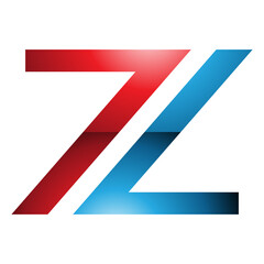 Red and Blue Glossy Number 7 Shaped Letter Z Icon