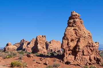 Fototapeta premium Arches National Park is so much more than just its 2,000 natual arches. It's full of astounding variety of red rock formations