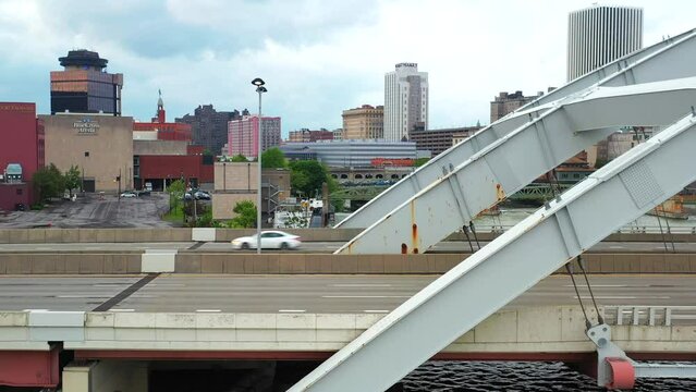 Beautiful Aerial View of the Frederick Douglas Bridge in Rochester, NY. 