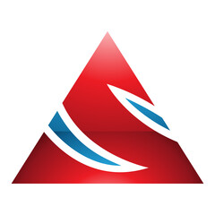 Obraz premium Red and Blue Glossy Triangle Shaped Letter S Icon