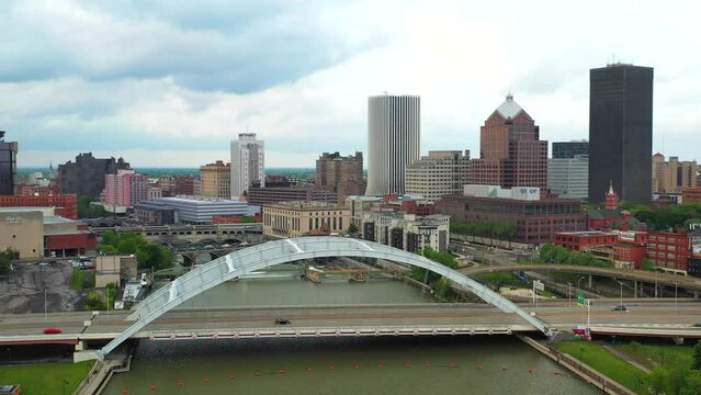 Beautiful Aerial View of the Frederick Douglas Bridge in Rochester, NY. 