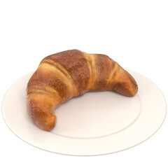 3D rendering illustration of a croissant