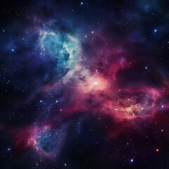 Fondo de estetica espacial de nebulosa con colores y diferentes estrellas