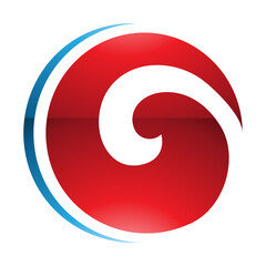 Red and Blue Glossy Whirl Shaped Letter O Icon