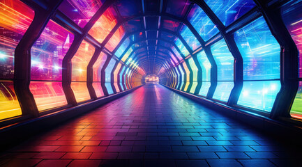 colorful neon tunnel