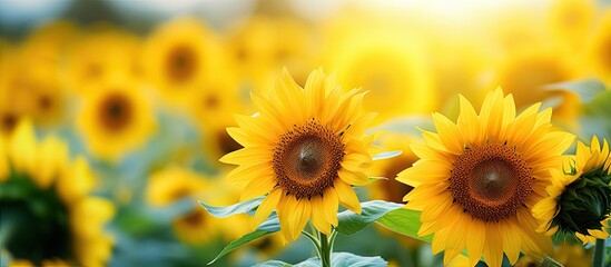 Obraz premium Large sunflowers always face east to absorb solar energy