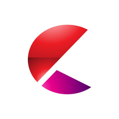 Red and Magenta Glossy Letter C Icon with Half Circles