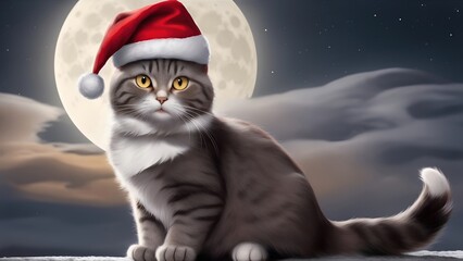 Obraz premium Cat at christmas. 4K - 8K - 12K TV. Generative AI.