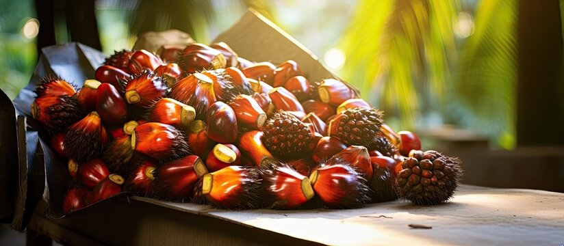 Oil palm fruits sent to mill for processing