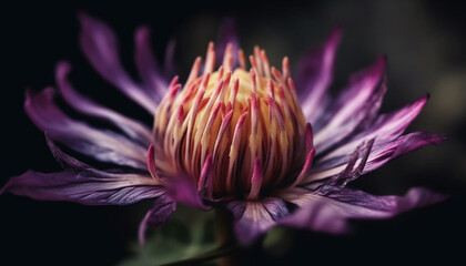 Obraz premium Vibrant wildflower in bloom, extreme close up of purple petal generated by AI