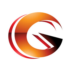 Red and Orange Round Glossy Layered Letter G Icon