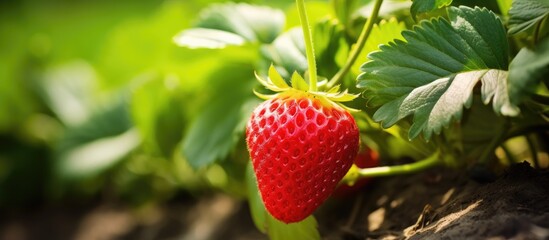 Strawberry on a bush in a private garden