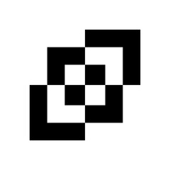 Black Abstract Icon with Overlapping Square Shapes