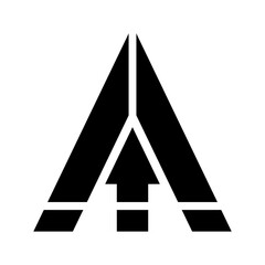 Black Abstract Letter A Icon with an Upward Arrow