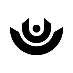 Black Abstract Letter U Shaped Icon with a Circle