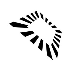 Black Abstract Square Frame Icon in Perspective