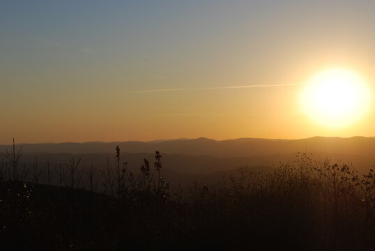 Bright Sunset Over the Blue Ridge Mountain and Shenandoah Valley Mountain Silhouette Fall Autumn Landscape Photography