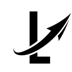 Black Futuristic Letter L Icon with an Arrow