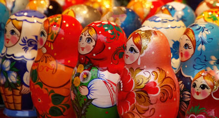 Matryoshka nesting dolls at the Christmas market