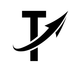 Black Futuristic Letter T Icon with an Arrow