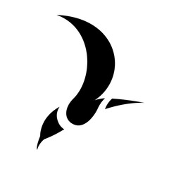 Black Hummingbird Icon with Curvy Wings