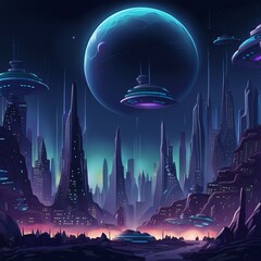 alien city illustration background