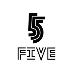 Black Symbol for Number 5 on a White Background - Icon 2