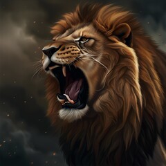 Fototapeta premium roaring lion illustration background
