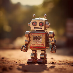 Vintage Kodachrome Style Rendered Conceptual Robot Image