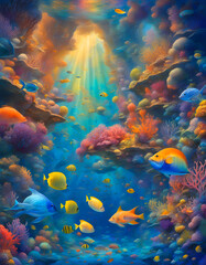 Obraz na płótnie Canvas fish swimming in aquarium