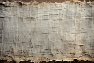 Worn-out vintage fabric textile with frayed edges texture background