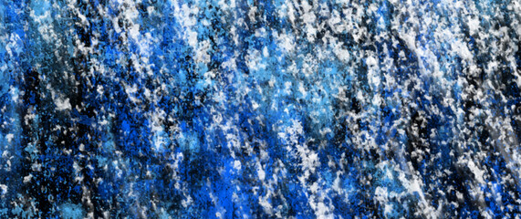 Vector blue Christmas background with snow. Snowfall patterns on the window. Snowflakes. Vector texture for flyer, poster, banner. Merry Christmas. Winter. Cold. Snow. Night.