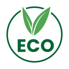 Dark Green Eco Friendly Icon with V Shaped Leaves 10
