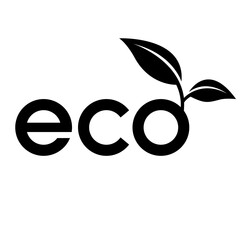 Eco Icon with Black Lowercase Letters and 2 Leaves