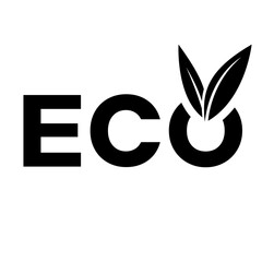Eco Icon with Black Capital Letters and V Shaped Leaves