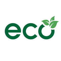 Eco Icon with Dark Green Lowercase Letters and 3 Leaves