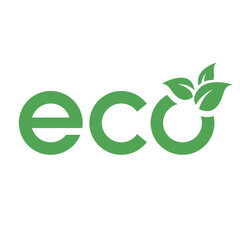 Eco Icon with Green Lowercase Letters and 3 Leaves
