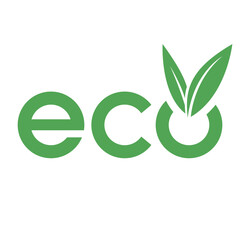 Eco Icon with Green Lowercase Letters and V Shaped Leaves