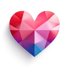 A heart made of triangles on a white background. Clipart on white background.