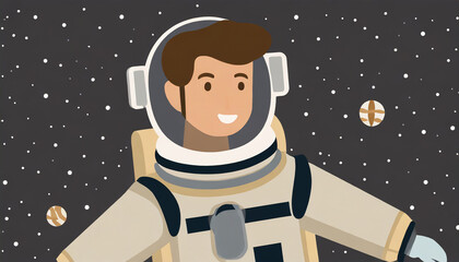 astronaut in outer space concept vector illustration in flat style