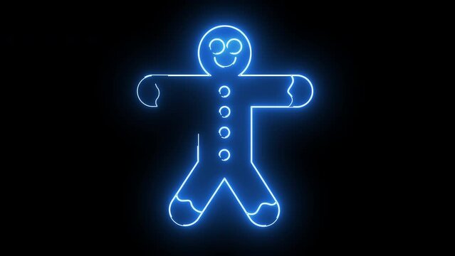 Animation forms a gingerbread icon with a neon saber effect