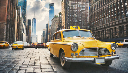 vintage yellow taxi in new york