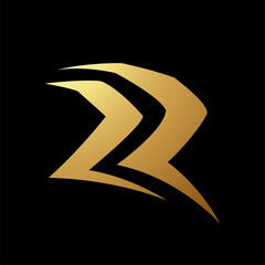 Gold Abstract Simplistic Letter R Icon